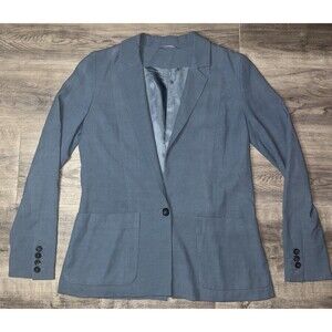 Avelon Gray Suit Jacket Blazer Size 34 Made in Poland Minimalist Single Button